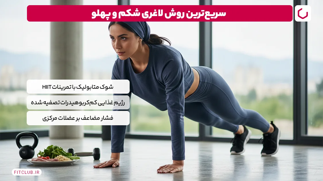 سریع‌ترین روش لاغری شکم و پهلو | فیت کلاب