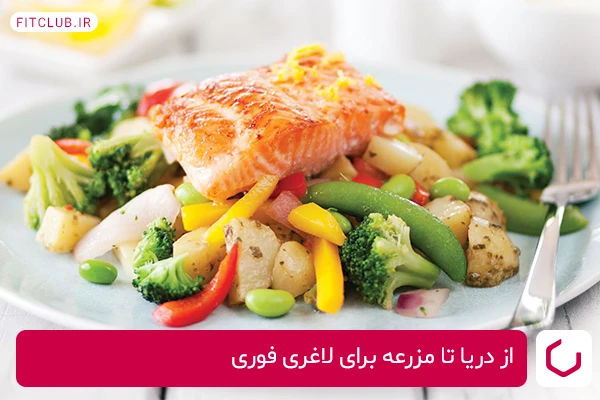 ماهی سالمون و سبزیجات؛ نهار رژیمی پروتئینی!