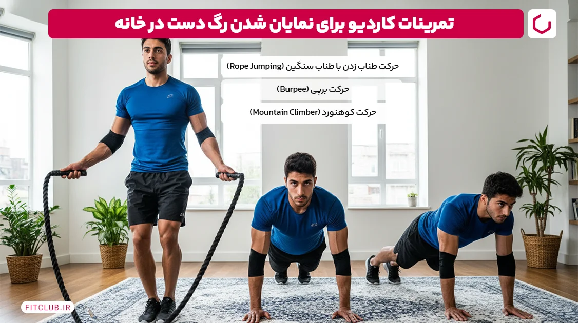 تمرینات کاردیو برای نمایان شدن رگ دست در خانه | فیت کلاب