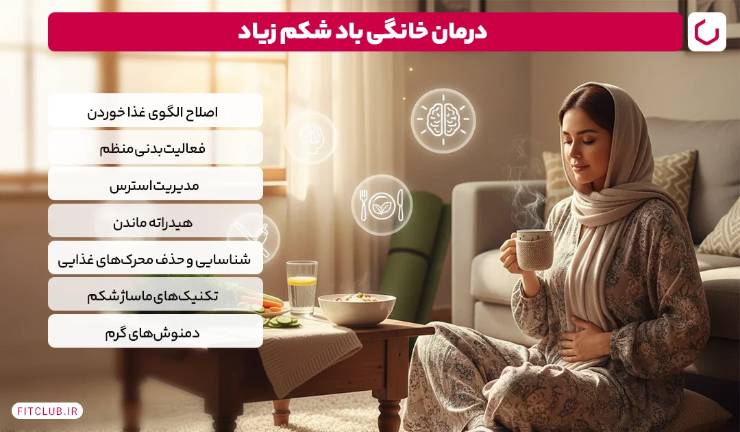 درمان خانگی باد شکم زیاد| درمان نفخ شکم در خانه | فیت کلاب