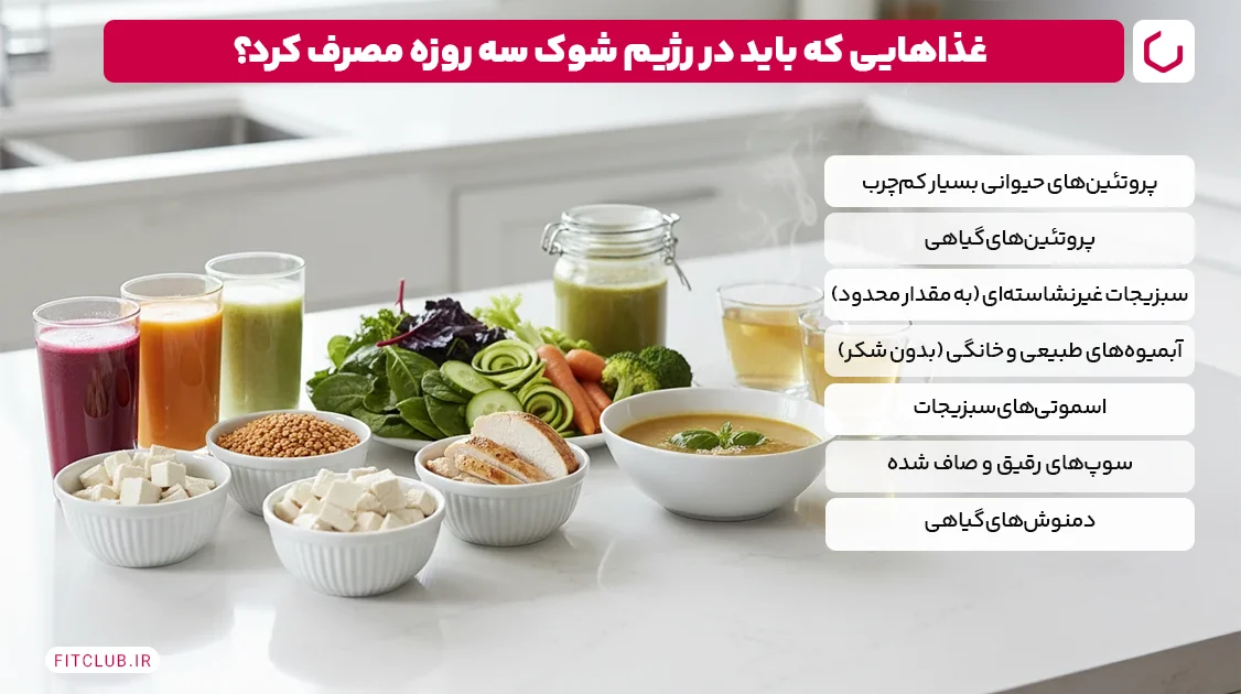 غذاهایی که باید در رژیم شوک سه روزه مصرف کرد؟ | فیت کلاب