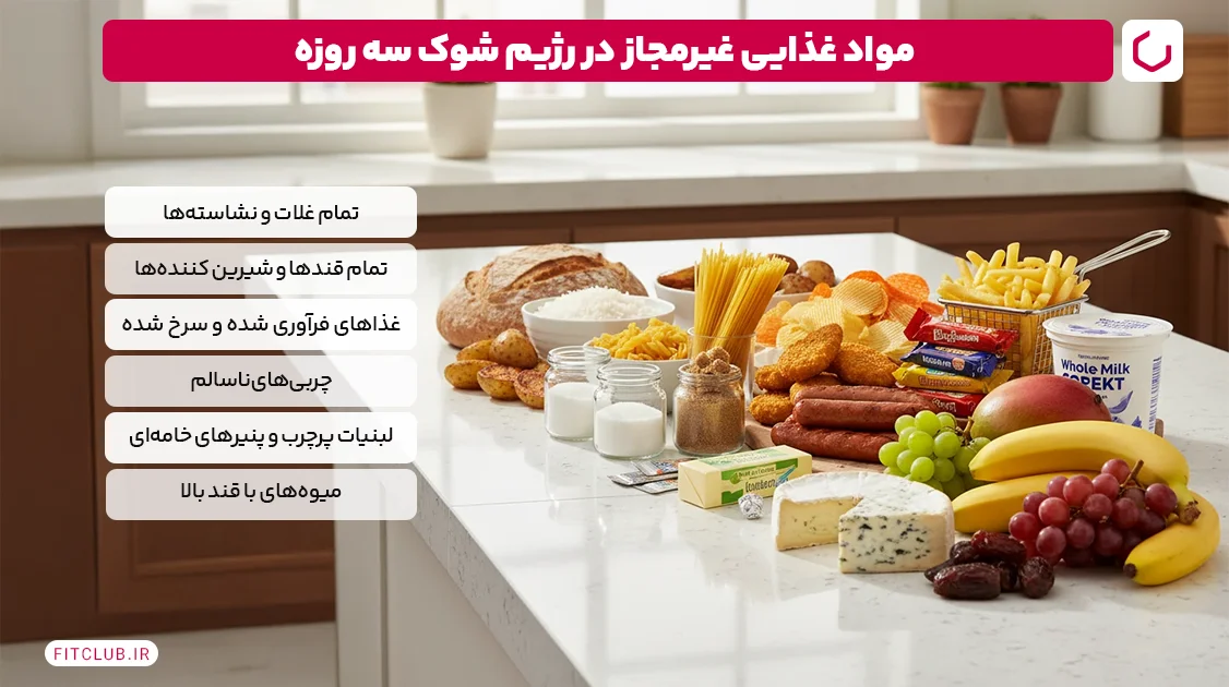 مواد غذایی غیرمجاز در رژیم شوک سه روزه | فیت کلاب