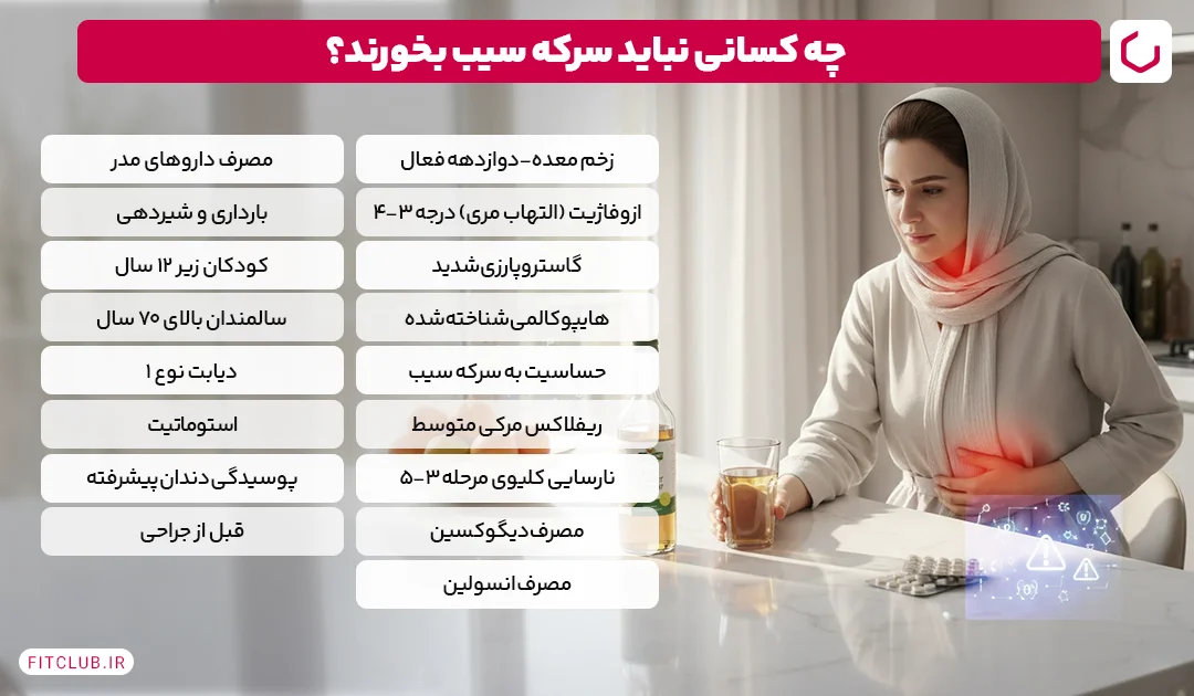 چه کسانی نباید سرکه سیب بخورند؟ | فیت کلاب