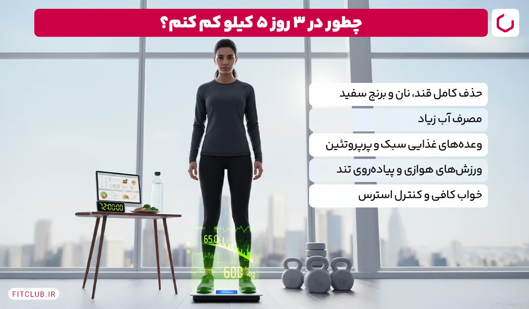 چگونه در 3 روز 5 کیلو لاغر شویم | فیت کلاب