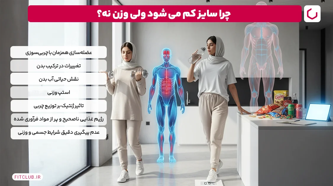 دلایل کاهش سایز بدون کاهش وزن| چرا سایز کم می ‌شود ولی وزن نه؟ | فیت کلاب