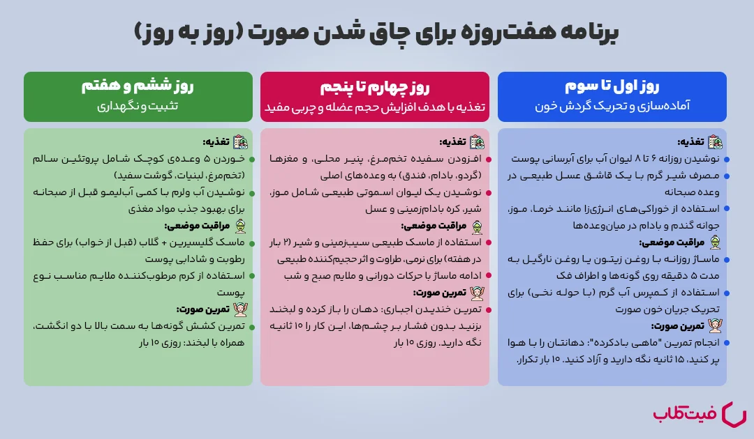 برنامه  7روزه برای چاق شدن صورت (روز به روز)